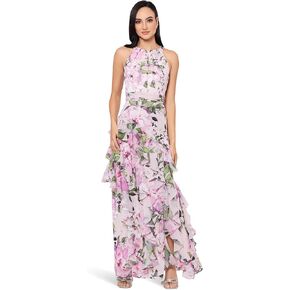 Xscape Women's LNG Hmc Print Ruffle