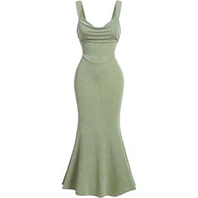 SOLY HUX Women's Cowl Neck Bodycon Long Dress Sleeveless Tie Backless Cami Dresses