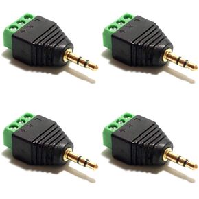 Cess 3.5mm Stereo Balanced Male Plug/Female Jack to AV Screw Video Balun Terminal (4 Pack)