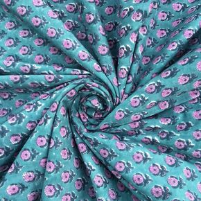 E-Tailor® Cotton Hand Block Printed Fabric, Cotton Voile Fabric for Sewing,Crafting, Dressmaking, Running Natural Dye Sanganeri Indian Floral Print Fabric by The Yard Width 44 Inches-3 Yard-Floral-Red