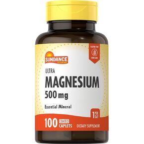 Magnesium Oxide 500mg | 100 Coated Caplets | Vegetarian, Non-GMO and Gluten Free Supplement | by Sundance