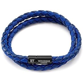 Men's Chelsea Blue Italian Leather Bracelet, Large, 41.5 CM in Kuwait