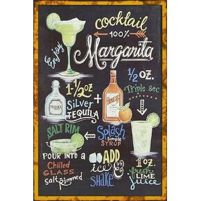 New Metal Poster Margarita Cocktail Recipe Vintage Metal Tin Sign 8x12 Inch Retro Art Home Bar Pub Garage Shop Wall Decor Classic Metal Plaque