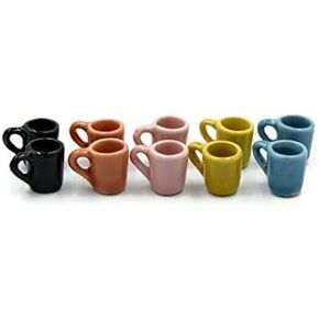 10 Mix Colorful Ceramic Coffee Mug Tea Cup Vintage Dollhouse Miniature Kitchen Food Supply No .211