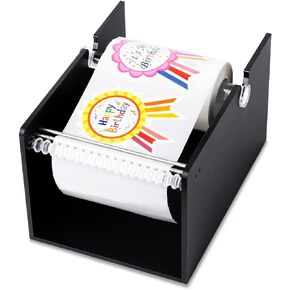 Label Dispenser for Rolls of Sticker Labels - Adjustable Tabletop Acrylic Holder for Multiple Rolls in Classroom, Business, Home
