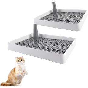 2PCS Guinea Pig Litter Pan with Grid, 15x12x2.5 Inch Small Animals Corner Tray Toilet, Rabbit Litter Box for Chinchilla Guinea Pigs Bunny Ferret Hedgehog Small and Medium Animals