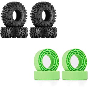 INJORA 1.3 Silicone Rubber Inserts and Swamp Claw Tires for TRX4M SCX24 1/18 1/24 RC Crawler Car Upgrade(Yellow)