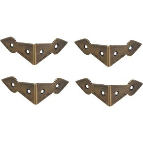 A29 Set of 8, Brass 90 Degree Spade Trunk Corner, Antique Brass Finish, Edge Guard Box Table Cabinet Trunk Corner Protector, Decorative Corner Brackets