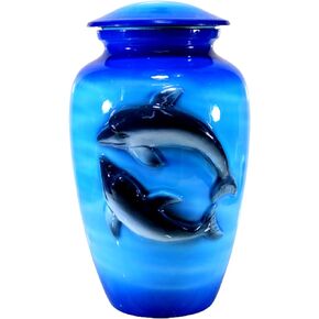 eSplanade Metal Cremation Urn Memorial Jar Pot Container | Full Size Urn for Funeral Ashes Burial | Elephant and Flowers Printed Metal Urn | Red-Multi - 10" Inches