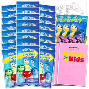 Disney Inside Out Mini Party Favors Set for Kids - Bundle with 24 Mini Inside Out Grab n Go Play Packs with Coloring Pages, Stickers and More (Inside Out Birthday Party Supplies)