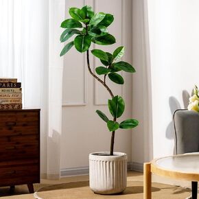 6ft Artificial Rubber Tree Faux Plants Indoor Faux Floor Plant Artificial Trees Indoor,Fake Plant Fake Tropical Plants,Large Floor Plants,Real Touch Rubber Tree for Home Decor