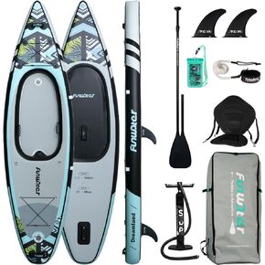 FunWater قابل للنفخ 11'X34.6"X7.9" كاياك غرفة هواء مزدوجة كاياك مع صمام تصريف قمرة القيادة للبالغين والأطفال، ملحقات كاملة، مقاعد مطورة، التجديف، ركوب الأمواج in Kuwait