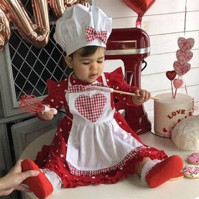 Baby Chef Outfit Photography Props Toddler Funny Chef Apron Props for Photoshoot Costum for 1-2 Years Old Baby