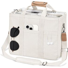 VOFANK Canvas Tote Bag for Women Zipper Multi Pockets Large Crossbody Everything Tote Bag Shoulder Handbag with Compartments