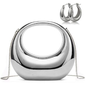 Acrylic Clutch Purse for Women Top-handle Moon Hobo Bag Evening Handbag for wedding party Cocktail