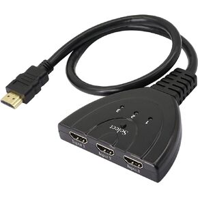 YACSEJAO 3 Port HDMI Switch，HDMI Switch 3 in 1 Out with HDMI Cable，1080P HDMI Splitter Manual HDMI Switcher Plug & Play - Manual HDMI Switcher
