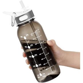 زجاجة مياه جيماكرو، زجاجة مياه BOTTLED JOY سعة 1.5 لتر مع ماصة ومقبض خالية من مادة BPA، زجاجة مياه يومية بسعة 50 أونصة مع جهاز تتبع علامات الوقت لتذكير وقت الشرب، مثالية للترطيب in Kuwait