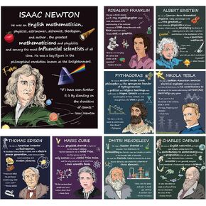 KALEFO Science Posters Scientists inspirational Quote Wall 9 Pack Motivational Inspirational Decorations Bulletin Board for Teacher Supplies Home Office
