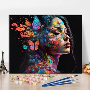 Starry Sky Paint by Numbers for Adults, Abstract City Adults' Paint by Number Kits Small Town Starry Night Painting Art Paint by Number Canvas Easy Oil Painting Paint by Number Home Decor 16 x20 Inch
