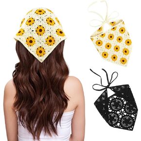 DOCILA الكروشيه باندانا Headbands للنساء 2 قطعة بوهو محبوك وشاح الشعر موضة منديل أشرطة رأس الأوشحة