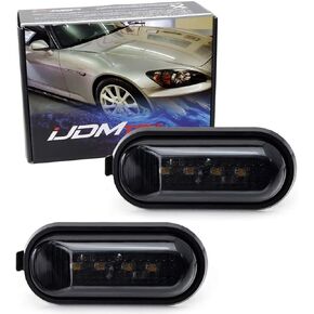 iJDMTOY JDM Smoked Lens Amber Full LED Front Side Marker Light Kit Compatible With 2000-2009 Honda S2000, Replace OEM Amber Sidemarker Lamps