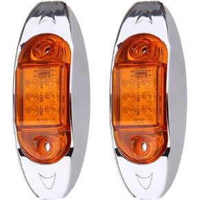 Cciyu 2 قطعة 6LED العنبر LED مقطورة ماركر ضوء ث/الكروم الحافة الجمعية مصابيح العلامات الجانبية مؤشر LED العالمي شاحنة مقطورة قارب سيارة RV