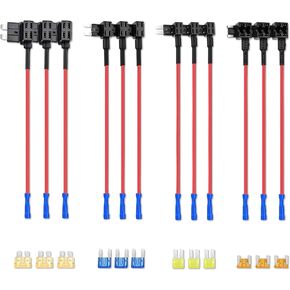 12 حزمة سيارة 12 فولت محول صنبور الصمامات الإضافية، صمام صغير منخفض المظهر، مع 4 أنواع ATO ATC ATM APM حامل الصمامات، تطبيق للسيارات والشاحنات والقوارب (أسود) in Kuwait