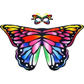 Toddler Butterfly-Wings-Costume for Girls with Rainbow Butterfly Masks Dress Up Halloween Party Favors Gifts