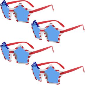4th of July American Flag Sunglasses Patriotic Flag Five-pointed Star Sunglasses 80s Retro Star Shaped Sunglasses