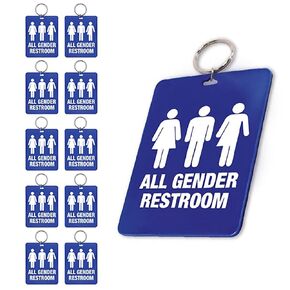Lucky Line - All Gender Restroom Pass Key Tag, Plastic with Split Key Ring Keychain Identifier for Restaurant, Office, Gas Station, 10 Per Pack (53400)