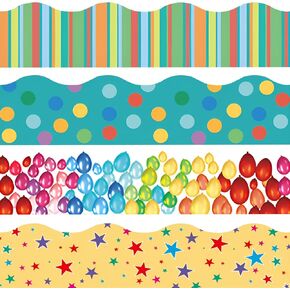 حدود لوحة الإعلانات للفصل الدراسي 78.7 قدم حواف صدفية ديكورات لوحة الإعلانات ذاتية اللصق للعودة إلى المدرسة سبورة سوداء سبورة الفصول الدراسية لوازم المعلمين، 4 تصميمات لطيفة in Kuwait