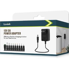 محول إمداد الطاقة لينينك 12 فولت 2 أمبير مع 10 أطراف، شاحن بديل مع قابس تيار مستمر قابل للتبديل لأجهزة 12 فولت 2000 مللي أمبير (6 أقدام، أسود) in Kuwait