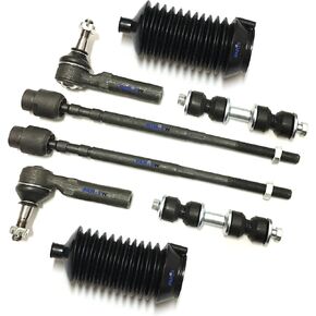 PartsW - 8 Pc Front Suspension Kit For Buick Allure 2005-2007/ Chevrolet Impala 2000-2003 + More/Inner & Outer Tie Rod Ends with Bellow Boots and Sway Bar End Links