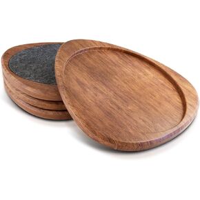 Mid Century Modern Decor Coasters - MCM Decor - Modern Coaster for Gift Ornaments Home Office - Walnut Coasters for Drink (Set of 4)