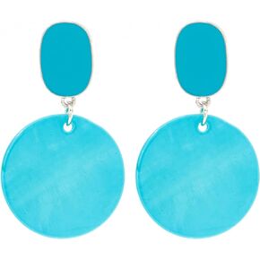 Round Circle Drop Earrings for Women Dangling Bohemian Multi Color Shell Beads Earrings