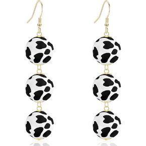 Unique Handmade Lightweight Long Three Nature Wooden Beaded Ball Dangle Drop Earrings Tribal Ethnic Vintage Bohemian Wood Chain Earring for Women Girls Statement Jewelry Gifts