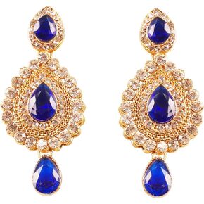 Touchstone Indian Bollywood Desire Contemporary Diamond Look Rhinestone Designer Jewelry Chandelier Earrings In Antique Gold Tone For Women