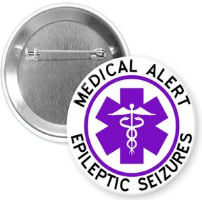 Epilepsy Epileptic Seizure Warning Medical Disorder Condition Alert 2 1/4" Pinback Button