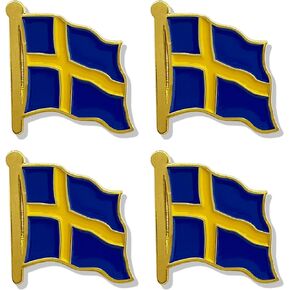 4 Pack Sweden Flag Lapel Pin - Swedish Flags Pins Lapel Hat Backpacks Suit Decoration & Men Women Waving Patriotic Enamel Metal Badge Souvenir