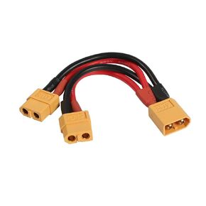RIIEYOCA XT60 Parallel Battery Connector 14AWG Cable Dual Extension Y Splitter Male to Female for RC Quadcopter(XT60-Male to 2 Female)