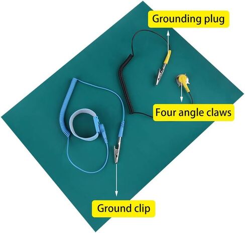 Anti-Static Wrist Strap with Anti Static Mat, Clip, and Grounding Cable Electrostatic Discharge Anti-Static Wrist Band Set for Phone Repair, Sensitive Electronics Working in Saudi Arabia
