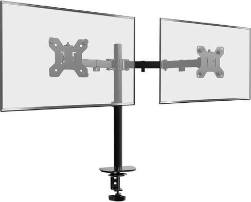 Dual LCD Monitor Desk Mount Stand, Heavy Duty Fully Adjustable Arms with C-Clamp Base and Grommet for 13"- 32" Screens, Max 22lbs for Home, Office, School Black in Saudi Arabia