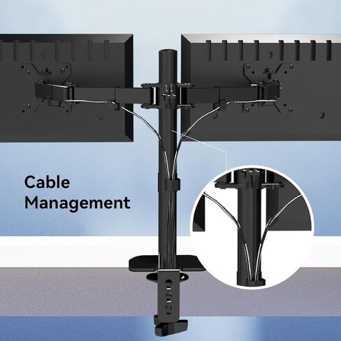 Dual LCD Monitor Desk Mount Stand, Heavy Duty Fully Adjustable Arms with C-Clamp Base and Grommet for 13"- 32" Screens, Max 22lbs for Home, Office, School Black in Saudi Arabia