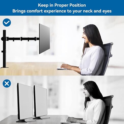 Dual LCD Monitor Desk Mount Stand, Heavy Duty Fully Adjustable Arms with C-Clamp Base and Grommet for 13"- 32" Screens, Max 22lbs for Home, Office, School Black in Saudi Arabia