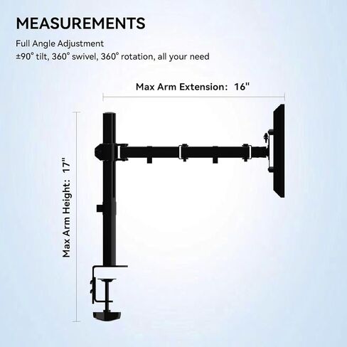 Dual LCD Monitor Desk Mount Stand, Heavy Duty Fully Adjustable Arms with C-Clamp Base and Grommet for 13"- 32" Screens, Max 22lbs for Home, Office, School Black in Saudi Arabia