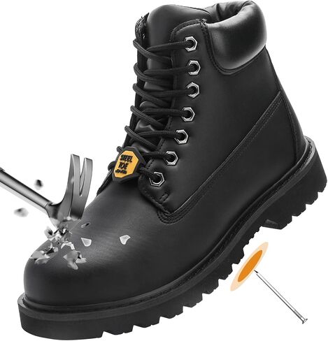Water Resistant Steel Toe Work Boots For Men,Indestructible Work Shoes Non Slip Industrial and Construction Lightweight Safety Work Boots in Saudi Arabia
