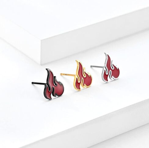 Stainless Steel Flame Burning Stud Earrings Trendy Personality Fire Eardrop for Women Men Teen Jewelry Accessories in Saudi Arabia