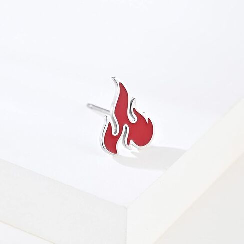 Stainless Steel Flame Burning Stud Earrings Trendy Personality Fire Eardrop for Women Men Teen Jewelry Accessories in Saudi Arabia