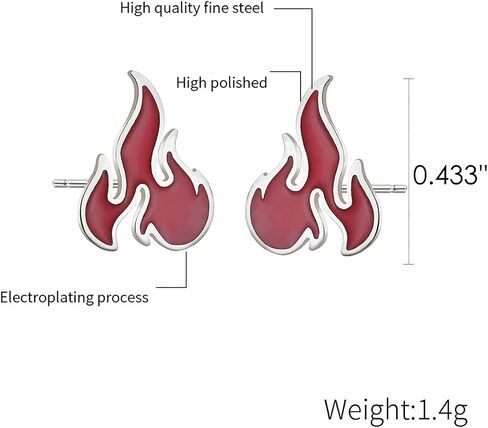 Stainless Steel Flame Burning Stud Earrings Trendy Personality Fire Eardrop for Women Men Teen Jewelry Accessories in Saudi Arabia