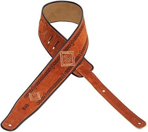 Levy's Leathers 2 1/2" Suede Guitar Strap with Embroidered and Printed Design, Suede Backing (MSS3EP-003) in Saudi Arabia